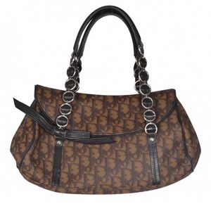 Christian Dior Trotter Handbag Brown Leather